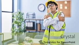  Presentation with confident love - Slides with hispanic-man-wearing-architect-hardhat background and a mint green colored foreground