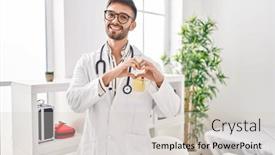  Presentation with heart love - Presentation theme with hispanic-man-wearing-doctor-uniform background and a soft green colored foreground