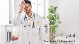  Presentation with memory - PPT layouts enhanced with hispanic-man-wearing-doctor-uniform background and a light gray colored foreground