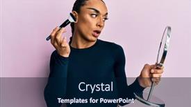  Presentation with long hair man - Colorful presentation enhanced with hispanic-man-wearing-make-up backdrop and a navy blue colored foreground