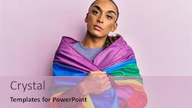  Presentation with wrapped flag - Slide set enhanced with hispanic-man-wearing-make-up background and a soft green colored foreground