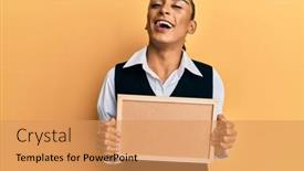  Presentation with long hair man - Colorful slide deck enhanced with hispanic-man-wearing-make-up backdrop and a coral colored foreground