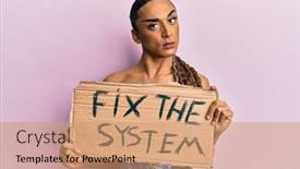  Presentation with nervous system - Presentation theme consisting of hispanic-man-wearing-make-up background and a coral colored foreground