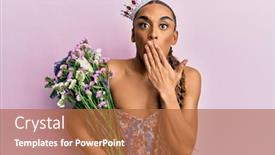  Presentation with hand holding flowers - Theme having hispanic-man-wearing-make-up background and a red colored foreground