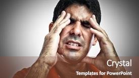  Presentation with headache - Audience pleasing slide deck consisting of hispanic man with a headache backdrop and a  colored foreground