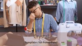  Presentation with nose - Slides with hispanic-man-with-beard-dressmaker background and a coral colored foreground