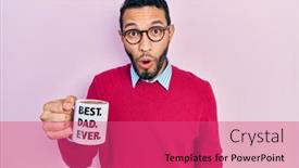 Presentation with beard - PPT theme featuring hispanic-man-with-beard-drinking background and a coral colored foreground