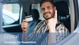  Presentation with driving - Slide deck enhanced with hispanic-man-with-beard-driving background and a  colored foreground