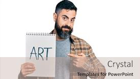  Presentation with history of art - Slide deck featuring hispanic-man-with-beard-holding background and a mint green colored foreground