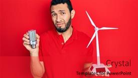  Presentation with solar electricity - Audience pleasing presentation consisting of hispanic-man-with-beard-holding backdrop and a red colored foreground