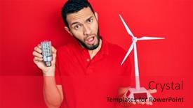  Presentation with solar electricity - PPT theme with hispanic-man-with-beard-holding background and a red colored foreground