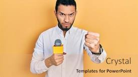  Presentation with beard - Theme consisting of hispanic-man-with-beard-holding background and a coral colored foreground
