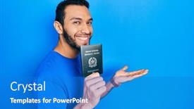  Presentation with hands holding - PPT layouts enhanced with hispanic-man-with-beard-holding background and a teal colored foreground