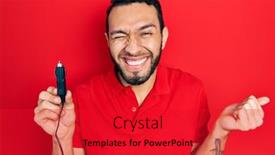  Presentation with car - Slide set with hispanic-man-with-beard-holding background and a red colored foreground