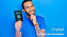  Presentation with italy - Presentation theme consisting of hispanic-man-with-beard-holding background and a teal colored foreground
