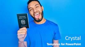  Presentation with italy - Slide deck featuring hispanic-man-with-beard-holding background and a teal colored foreground