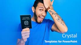  Presentation with italy - Slides featuring hispanic-man-with-beard-holding background and a teal colored foreground