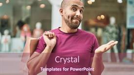  Presentation with achievement - Presentation theme enhanced with hispanic-man-with-beard-holding background and a violet colored foreground