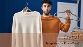  Presentation with laundry room - PPT layouts featuring hispanic-man-with-beard-holding background and a coral colored foreground