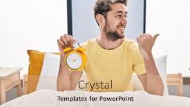  Presentation with alarm - PPT layouts consisting of hispanic-man-with-beard-holding background and a coral colored foreground