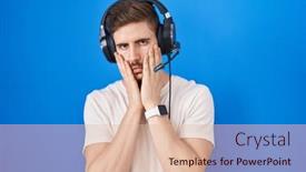  Presentation with sadness - Presentation enhanced with hispanic-man-with-beard-listening background and a lemonade colored foreground