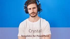  Presentation with person listening - Presentation theme enhanced with hispanic-man-with-beard-listening background and a lemonade colored foreground