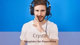  Presentation with talk - Slides with hispanic-man-with-beard-listening background and a lemonade colored foreground