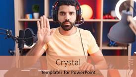  Presentation with sing - Presentation theme enhanced with hispanic-man-with-beard-playing background and a  colored foreground