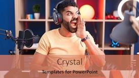  Presentation with video games playing - Presentation theme having hispanic-man-with-beard-playing background and a  colored foreground