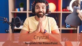  Presentation with forgiveness - Slide deck with hispanic-man-with-beard-playing background and a coral colored foreground