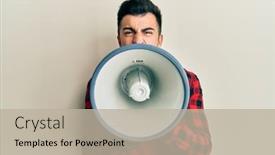  Presentation with beard - Slide deck enhanced with hispanic-man-with-beard-screaming background and a mint green colored foreground