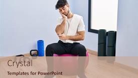  Presentation with beard - Slide set having hispanic-man-with-beard-sitting background and a coral colored foreground