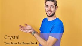  Presentation with beard - Presentation theme enhanced with hispanic-man-with-beard-standing background and a yellow colored foreground