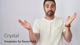  Presentation with beard - PPT layouts featuring hispanic-man-with-beard-standing background and a light gray colored foreground