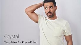  Presentation with beard - Slides having hispanic-man-with-beard-standing background and a light gray colored foreground