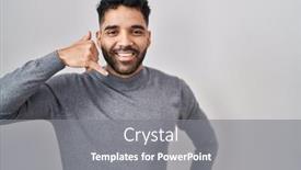  Presentation with beard - PPT theme with hispanic-man-with-beard-standing background and a gray colored foreground