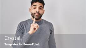  Presentation with beard - Presentation design consisting of hispanic-man-with-beard-standing background and a  colored foreground