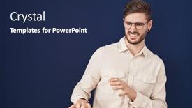  Presentation with beard - Presentation theme featuring hispanic-man-with-beard-standing background and a navy blue colored foreground