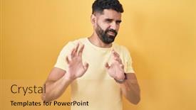  Presentation with beard - Presentation featuring hispanic-man-with-beard-standing background and a yellow colored foreground