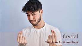  Presentation with salary - Slides with hispanic-man-with-beard-standing background and a soft green colored foreground