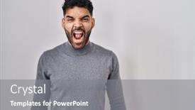  Presentation with beard - Presentation design consisting of hispanic-man-with-beard-standing background and a gray colored foreground