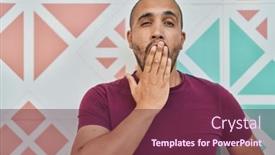  Presentation with beard - PPT layouts enhanced with hispanic-man-with-beard-standing background and a tawny brown colored foreground