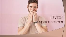  Presentation with scandal - PPT theme with hispanic-man-with-beard-standing background and a coral colored foreground