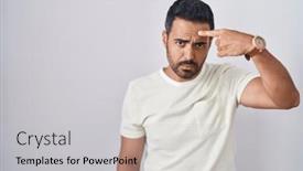  Presentation with acne - Slide set with hispanic-man-with-beard-standing background and a light gray colored foreground