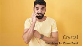  Presentation with anxiety - Slide deck having hispanic-man-with-beard-standing background and a yellow colored foreground