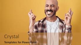  Presentation with hope - PPT theme consisting of hispanic-man-with-beard-standing background and a gold colored foreground