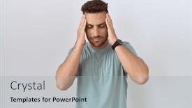  Presentation with stress - PPT layouts consisting of hispanic-man-with-beard-standing background and a light gray colored foreground