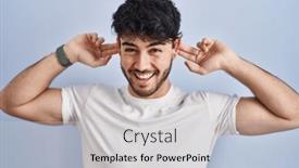  Presentation with ears - PPT layouts featuring hispanic-man-with-beard-standing background and a light gray colored foreground