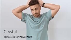  Presentation with bunny - PPT theme having hispanic-man-with-beard-standing background and a light gray colored foreground