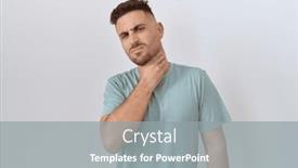  Presentation with sore throat - PPT theme with hispanic-man-with-beard-standing background and a gray colored foreground